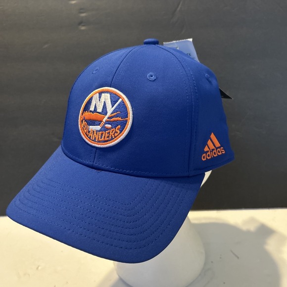 New York Islanders NHL Adidas Unisex Orange Structured Flex Hat Size S/M Blue - Picture 1 of 7